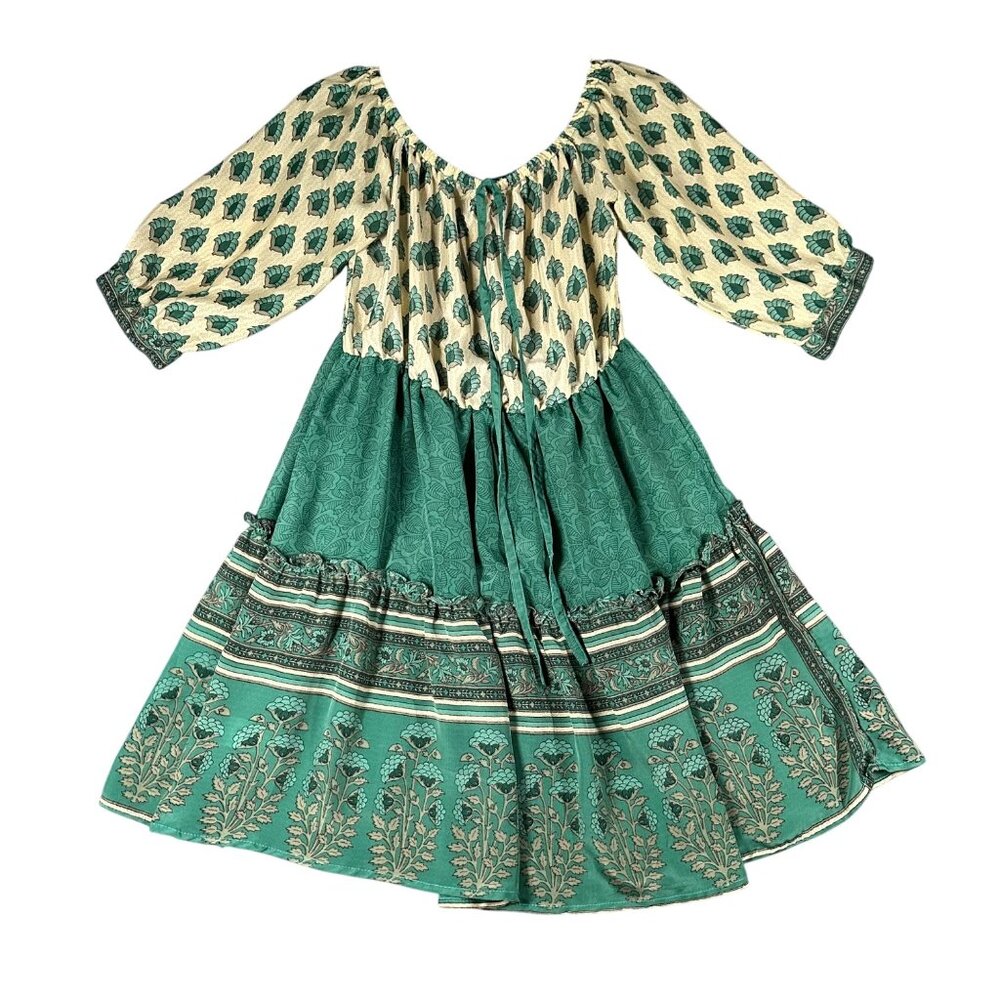 Karma Highway Womens‎ One Size Green Printed Pullover Lightweight Boho Dress